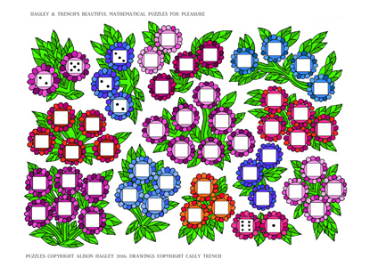 Hagley and Trench's Beautiful Mathematical Puzzles for Pleasure: Dice Flowers Puzzle