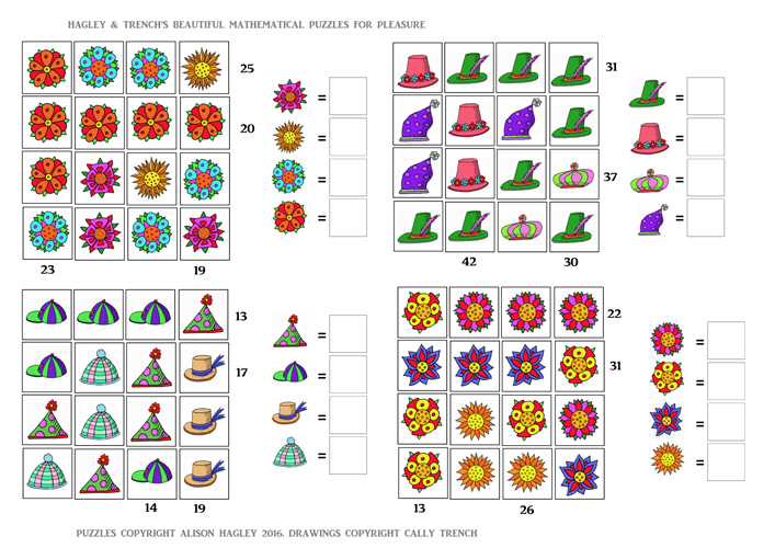Hagley and Trench's Beautiful Mathematical Puzzles for Pleasure: Hats and Flowers Puzzle