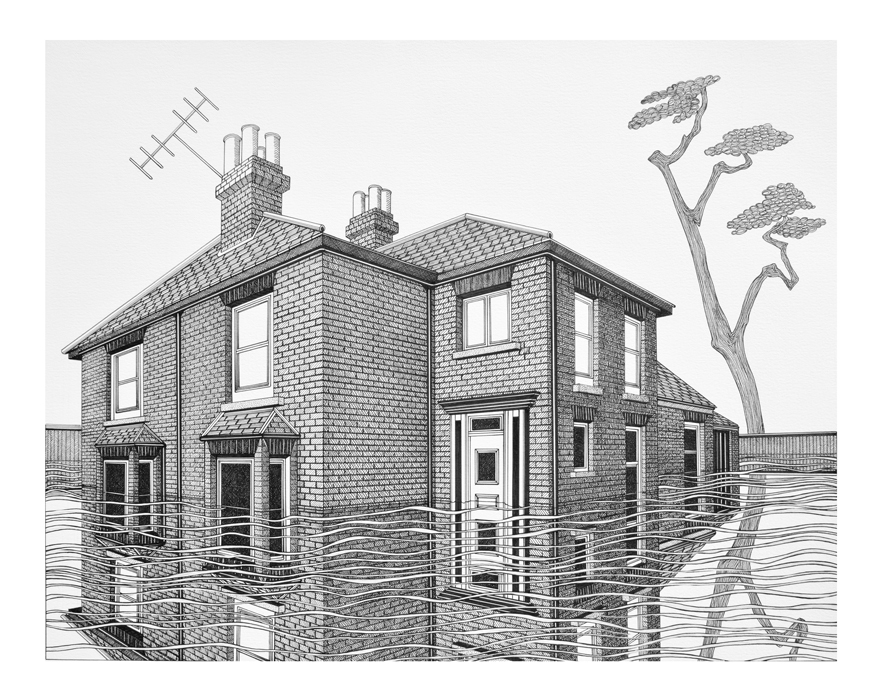 Cally Trench: Flooded Houses drawings