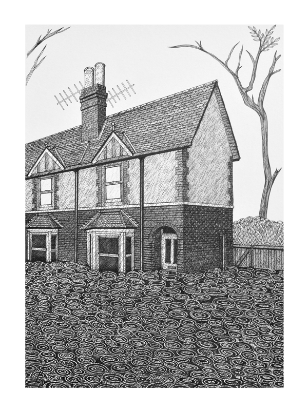Rusham Road with Mantegna tree by Cally Trench